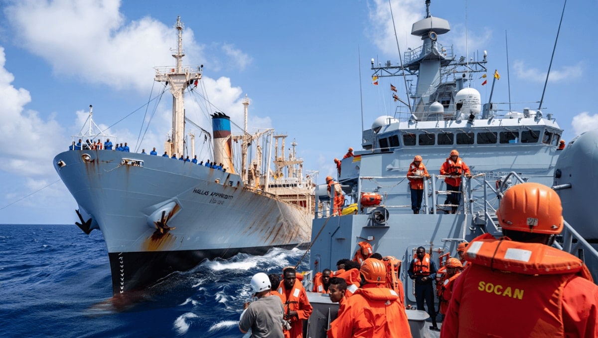 La fragata española 'Victoria' libera a un buque mercante maltés pirateado cerca de Somalia