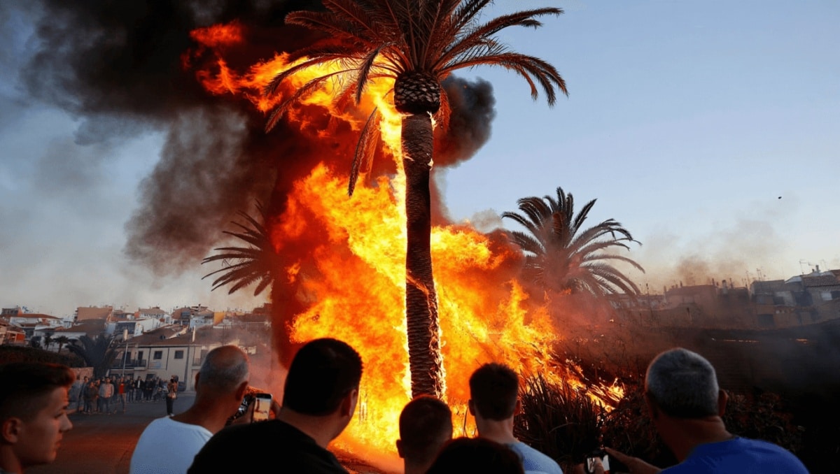 Se incendian varias palmeras en Mogán