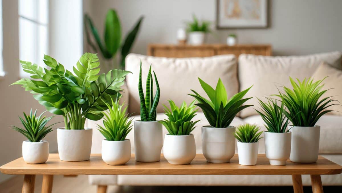 plantas artificiales decorativas en el hogar
