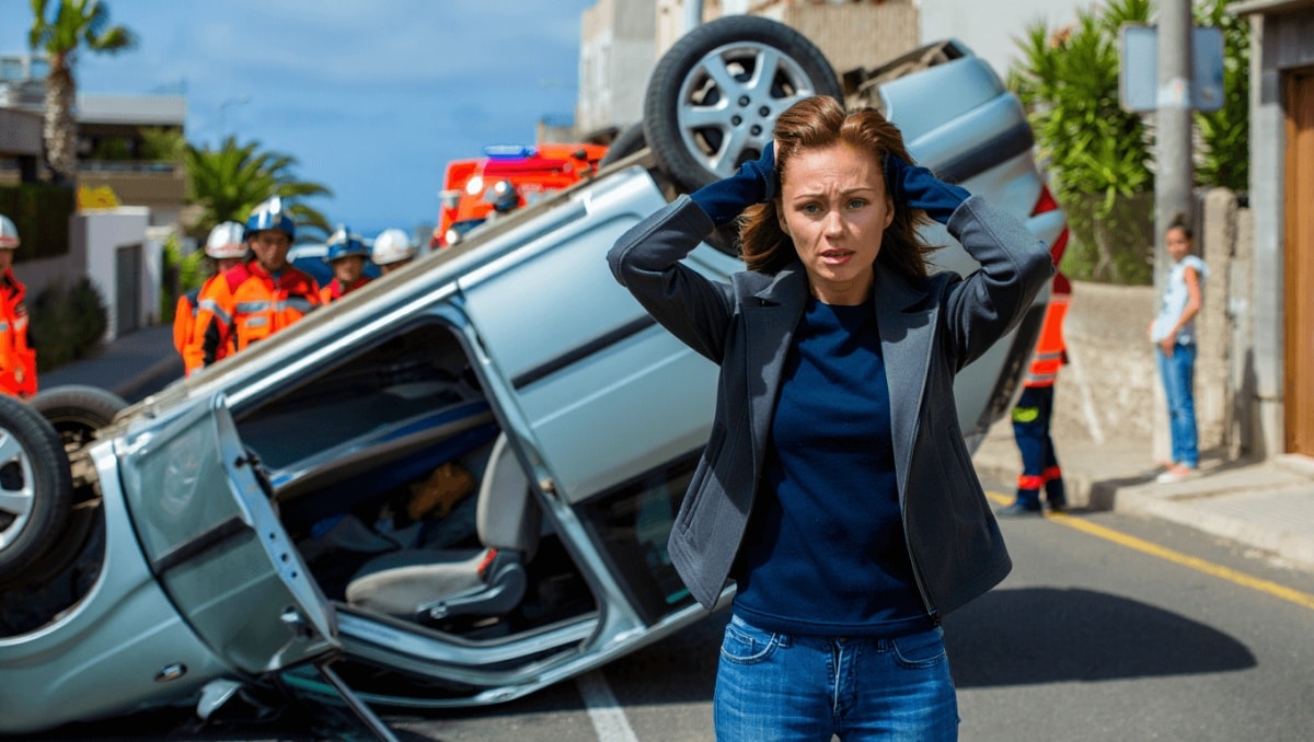 Una mujer vuelca su vehículo en Teror