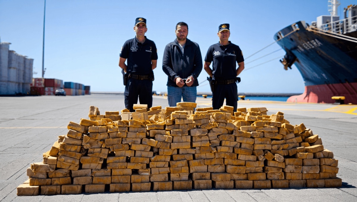 La Policía Nacional detiene en el Puerto de Arrecife a un hombre con casi 1.000 kilos de hachís
