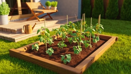 Pequeño huerto en el jardín paso a paso