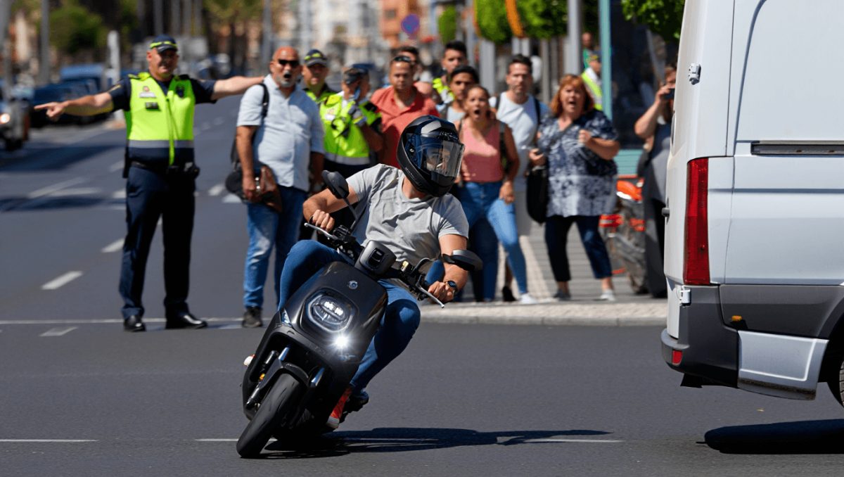 A más de 100 km/h en patinete por Olof Palme, en Las Palmas de Gran Canaria