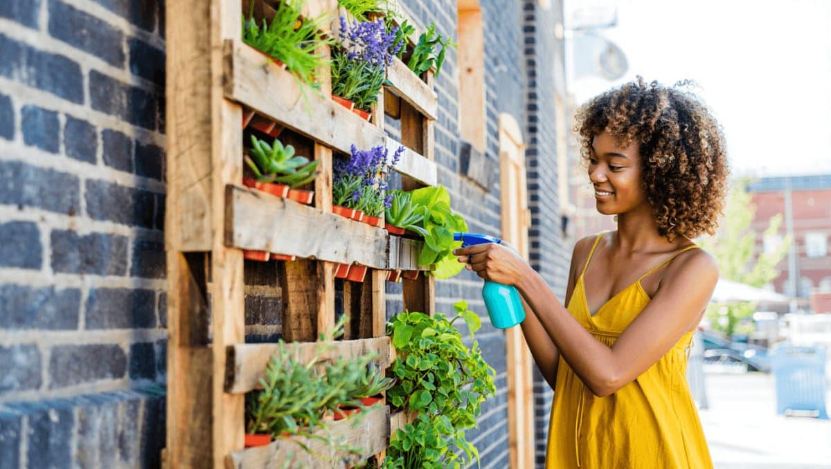 jardin vertical con materiales reciclados