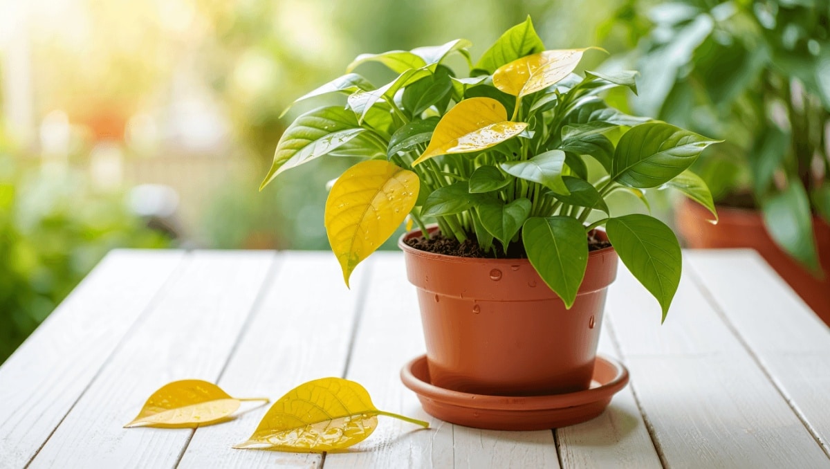 Hojas amarillas en plantas