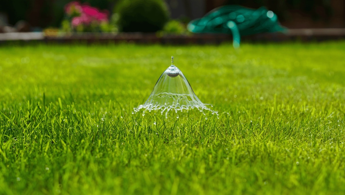Césped verde en verano