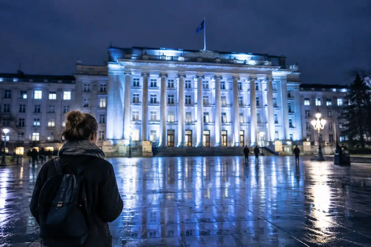 La Comunidad de Madrid ilumina Real Casa de Correos de azul claro en apoyo a personas